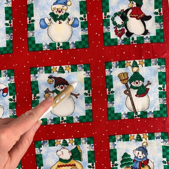Daisy Kingdom Craft Squares Christmas Holiday Fabric Penguin Snowman B3811 - Picture 10 of 16